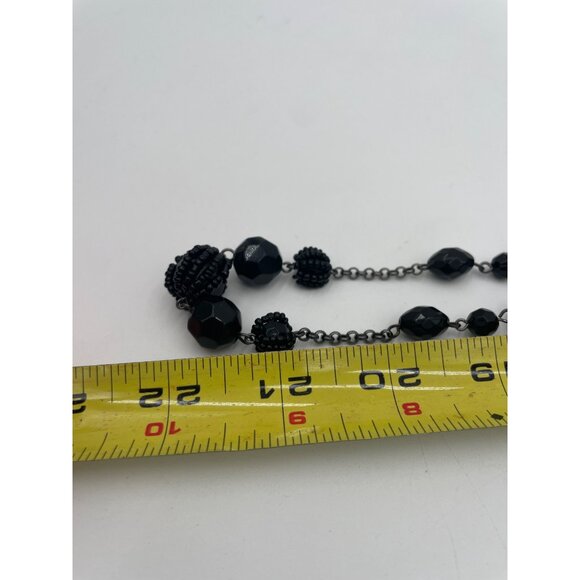 Avon Black Beaded Necklace With Lobster Clasp Gunmetal Chain 22” - Picture 5 of 5
